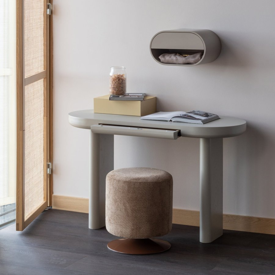 WOOOD Islen puff med svingbar fot Boucl&eacute; brun