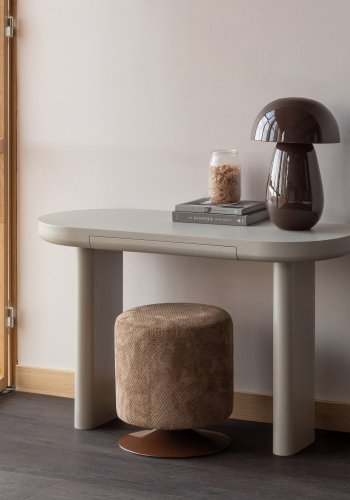 WOOOD Islen puff med svingbar fot Boucl&eacute; brun