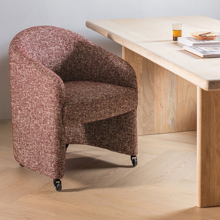 WOOOD Cordo Matstol Med Hjul Rostbrun Melerad [Fsc]