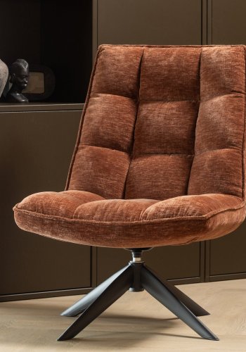 WOOOD Jouke snurrstol chenille strukturerad rostbrun