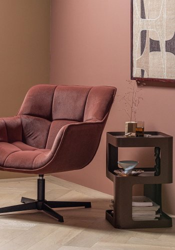 WOOOD Wibo snurrstol matt sammet brun/r�d [Fsc]