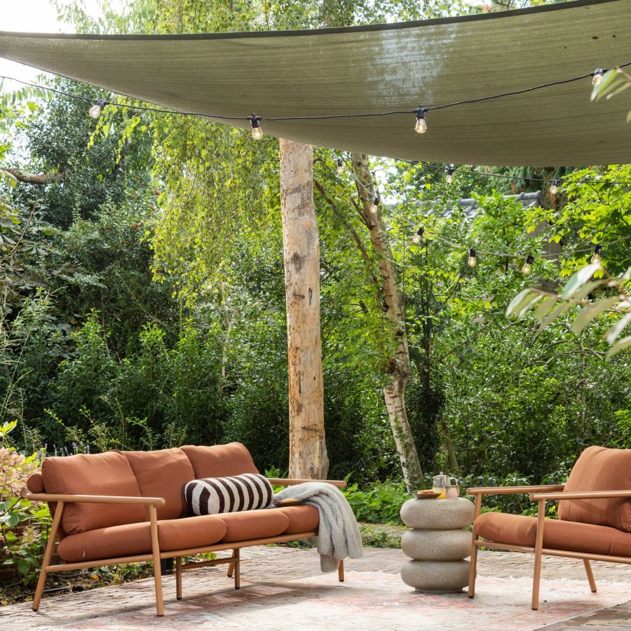 WOOOD Cavero tr&auml;dg�rdssoffa 3-sits aluminium Terra/Natur