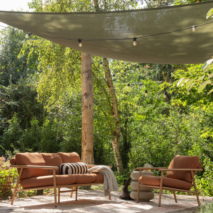 WOOOD Cavero tr&auml;dg�rdssoffa 3-sits aluminium Terra/Natur