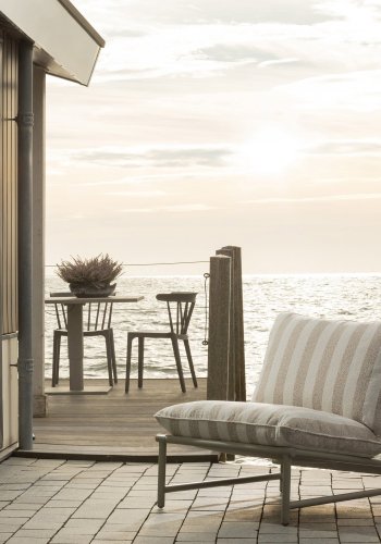 WOOOD Elvo Tr�dg�rdsstol Aluminium Randig Vit/Sand