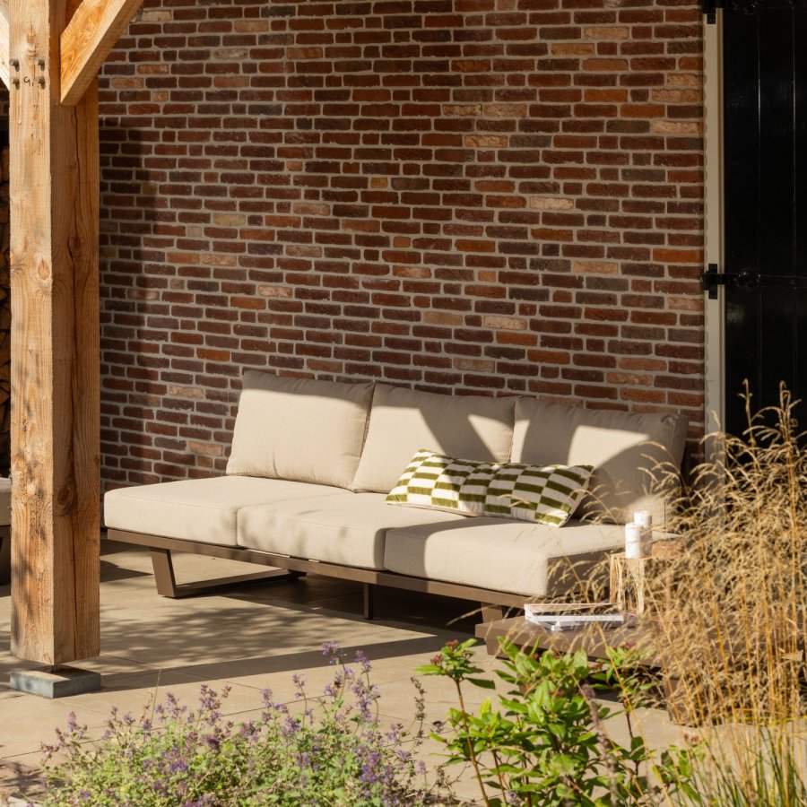 WOOOD Bear hagesofa 3-seter aluminium brun