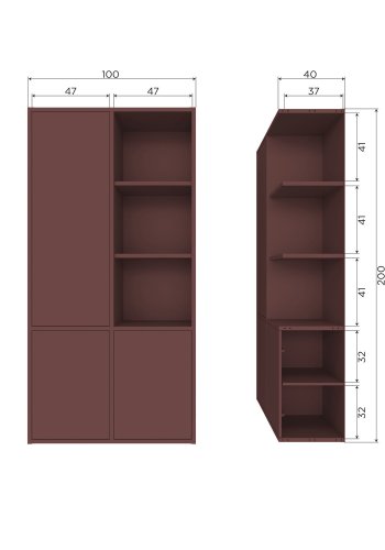 WOOOD Merel Oppbevaringsskap Furu Bordeauxr�d [Fsc]