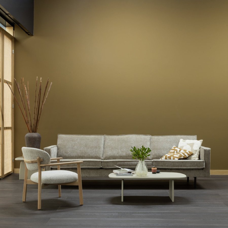 WOOOD Rodeo sofa 3-seter ribbet stoff m�rk sand