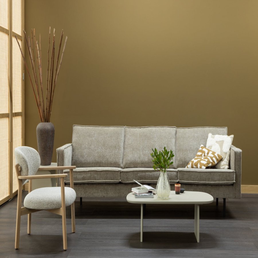 WOOOD Rodeo sofa 3-seter ribbet stoff m�rk sand