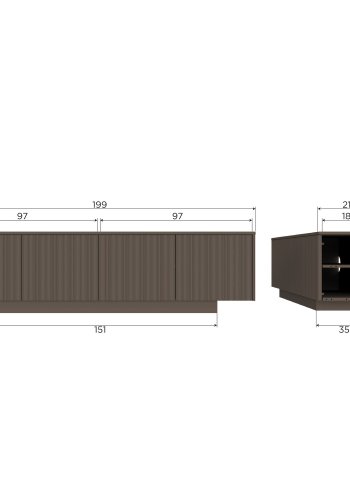 WOOOD Nova TV-skap 200 cm furu tr�ffelbrun [Fsc]