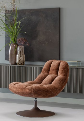 WOOOD Elvi snurrstol chenille strukturerad rostbrun