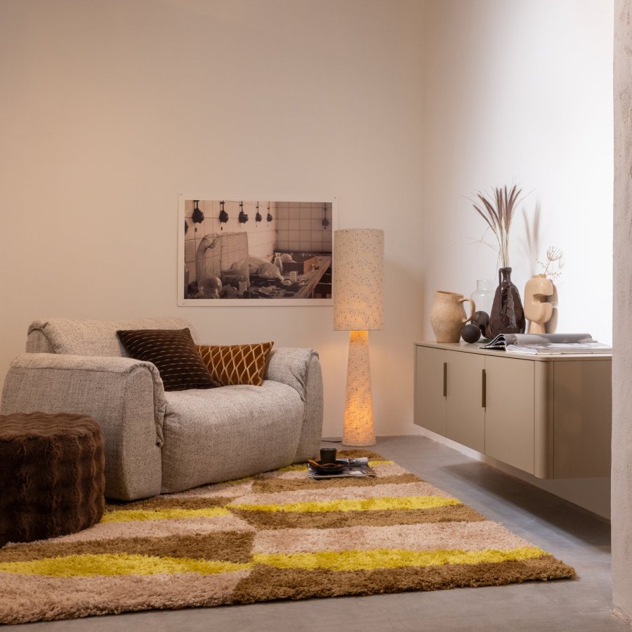 WOOOD Takgolvlampa Metall/Boucl� Natursvarta Prickar 130x30 cm