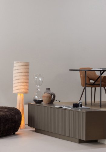 WOOOD Taklampe Metall/Boucl� Naturlige Svarte Striper 130X30Cm