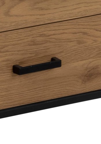 ACT NORDIC Seaford reol, m. 3 hylder og 2 skuffer - natur vild eg papir og sort metal(H:185cm x42cm x 35cm)