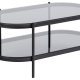 ACT NORDIC Bayonne sofabord, m. 1 hylde, oval - rgfarvet glas og sort metal (95x50)
