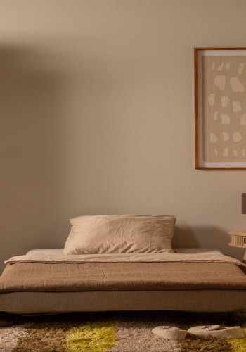 WOOOD Xem 1-sits b�ddsoffa sammet naturf�rgad