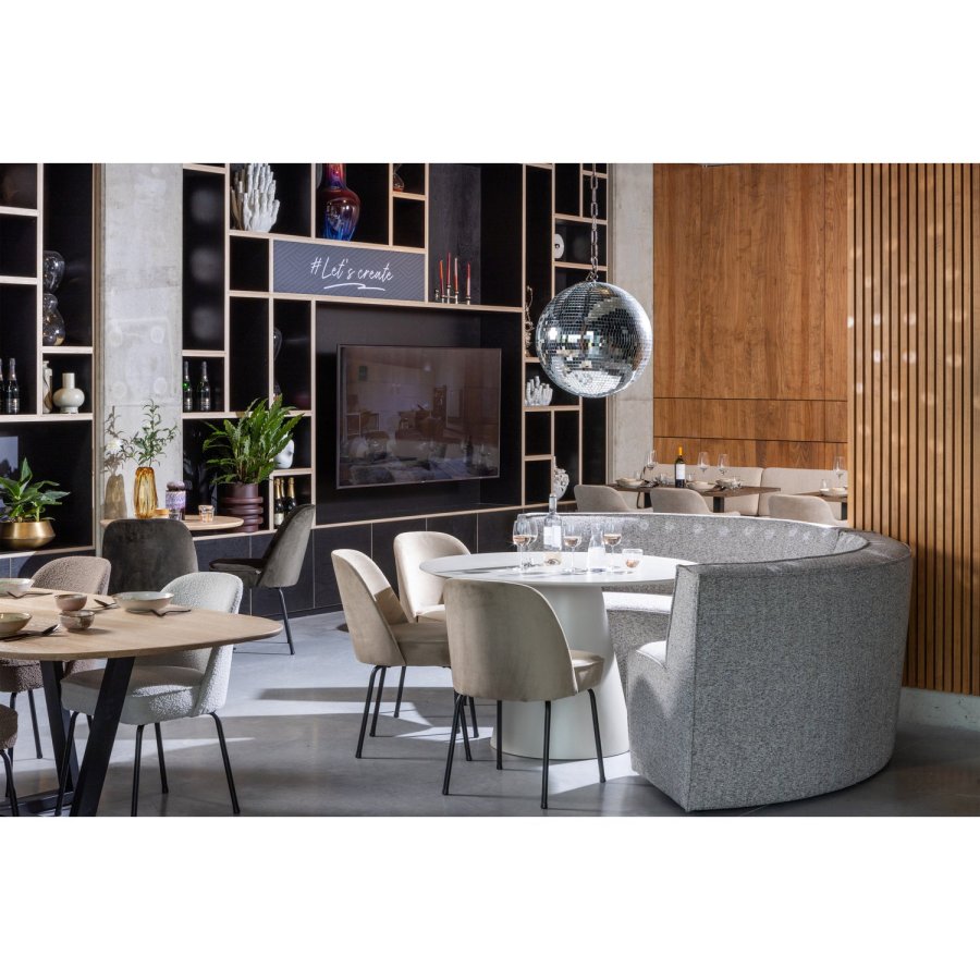 WOOOD Europa 2-seters spisebordbenk vevd stoff sandmelert