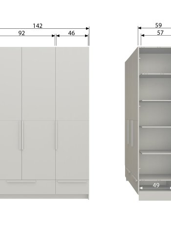 WOOOD Pure garderobe med 3 d�rer og delt d�r, furuduft [Fsc]