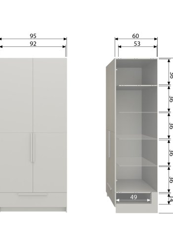 WOOOD Pure garderobe med 2 d�rer i duft av splittfuru [Fsc]