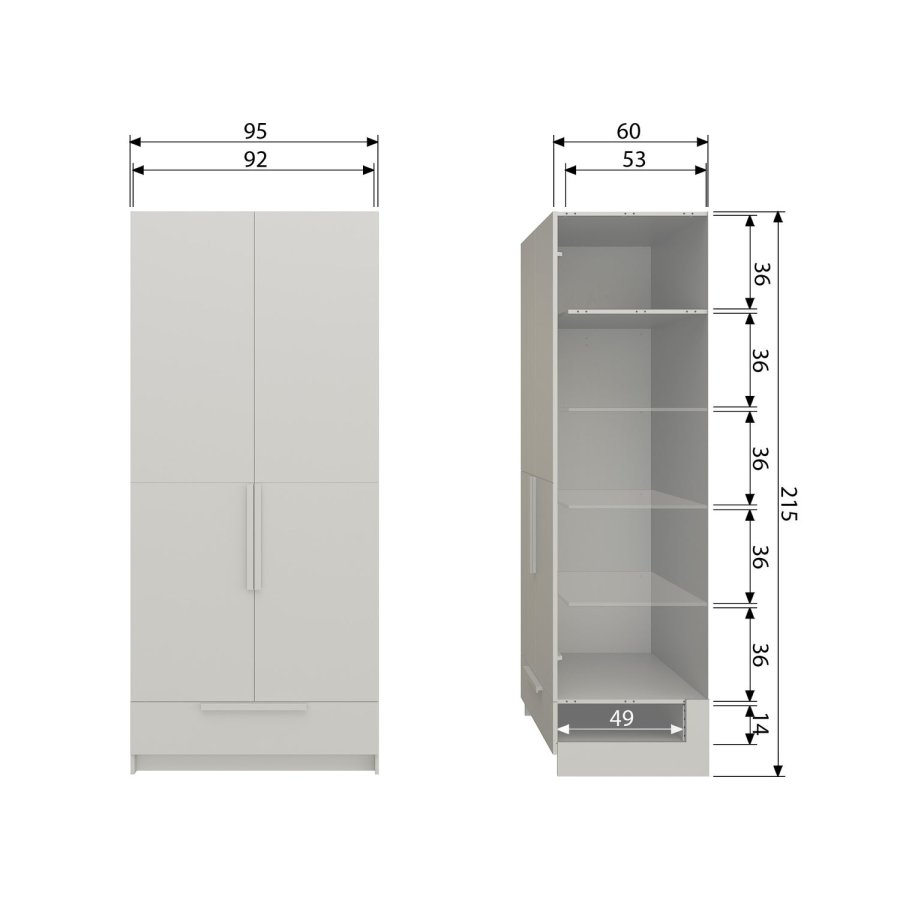 WOOOD Pure garderobe med 2 d�rer i duft av splittfuru [Fsc]