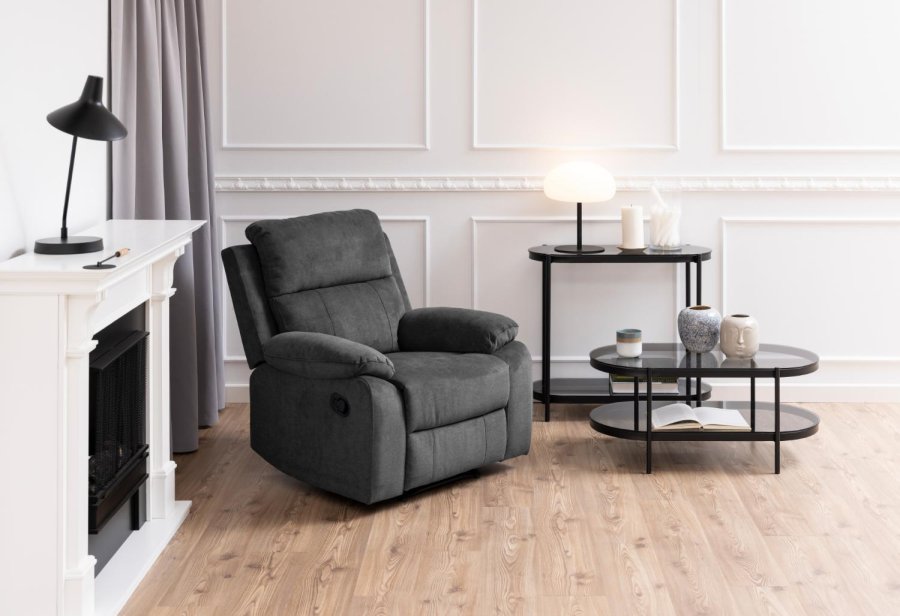 ACT NORDIC Bayonne sofabord, m. 1 hylde, oval - rgfarvet glas og sort metal (95x50)