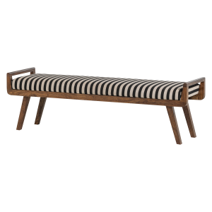 WOOOD Valo b�nk tr� brun med randigt tyg svart/vit