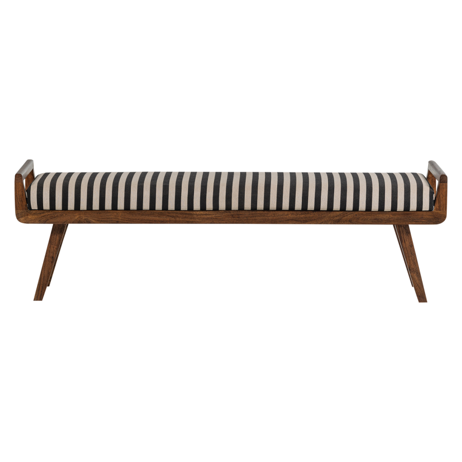 WOOOD Valo benk tre brun med stripete stoff svart/hvit