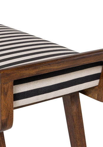 WOOOD Valo benk tre brun med stripete stoff svart/hvit