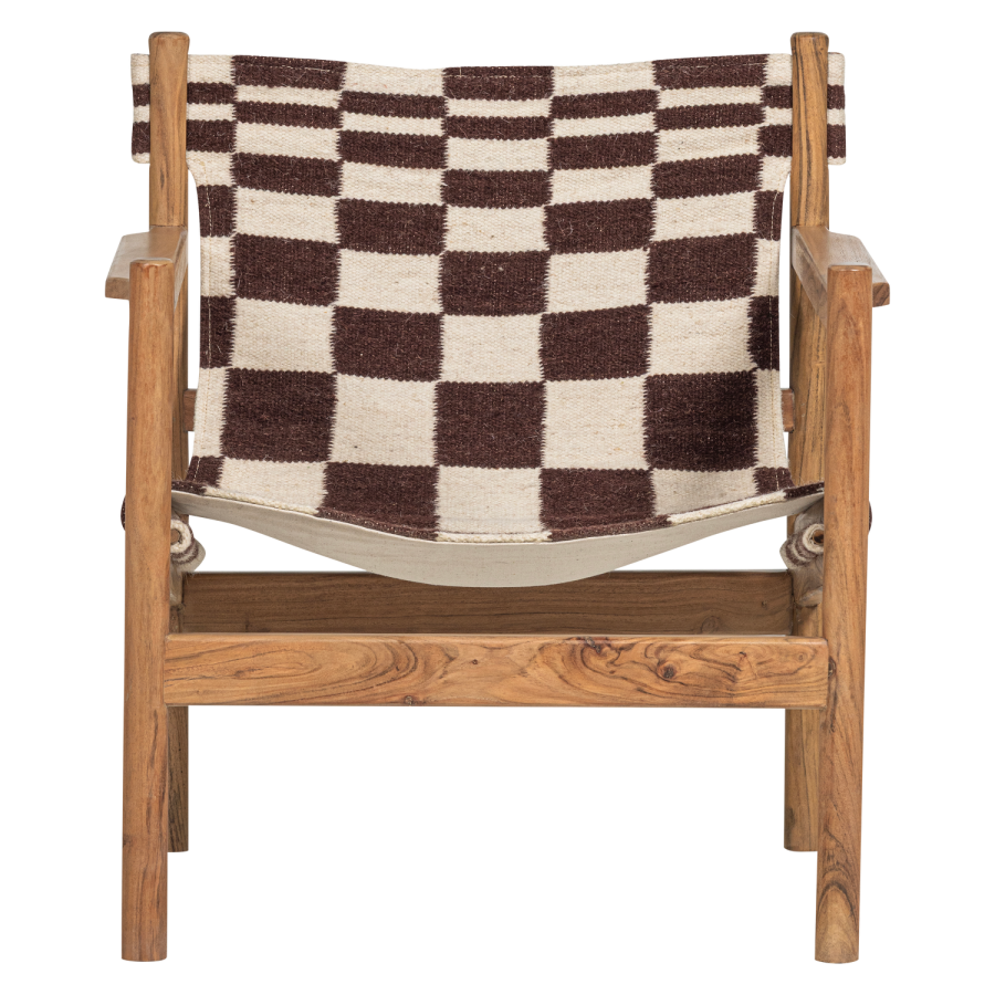 WOOOD Zano lenestol trebrun med kelimsete naturlig