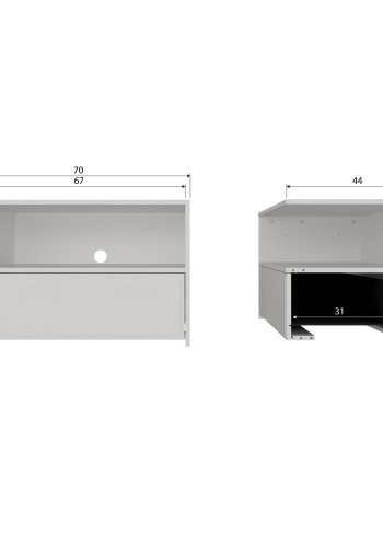 WOOOD Yissa TV-skap med skuff/�pen boks Furu Cloud Grey [Fsc]