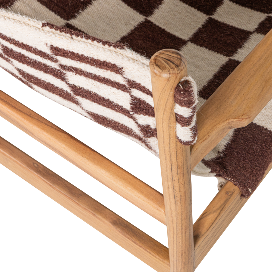 WOOOD Zano lenestol trebrun med kelimsete naturlig