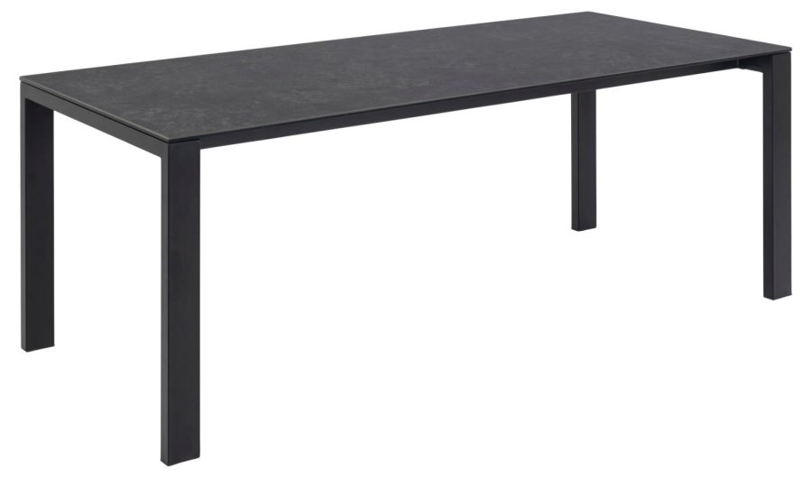 ACT NORDIC Brentford Esstisch, rechteckig – schwarze Fairbanks-Keramik und schwarzes Metall (200x90)