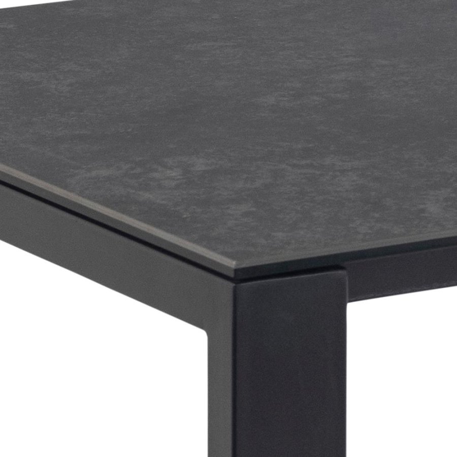 ACT NORDIC Brentford Esstisch, rechteckig – schwarze Fairbanks-Keramik und schwarzes Metall (200x90)