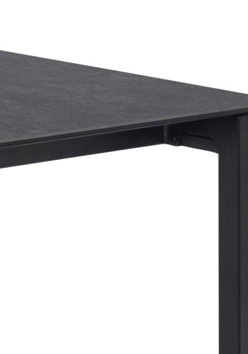 ACT NORDIC Brentford Esstisch, rechteckig – schwarze Fairbanks-Keramik und schwarzes Metall (200x90)