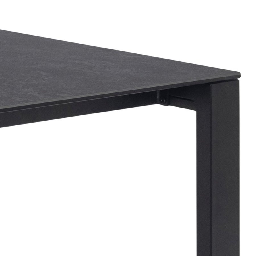 ACT NORDIC Brentford Esstisch, rechteckig – schwarze Fairbanks-Keramik und schwarzes Metall (200x90)