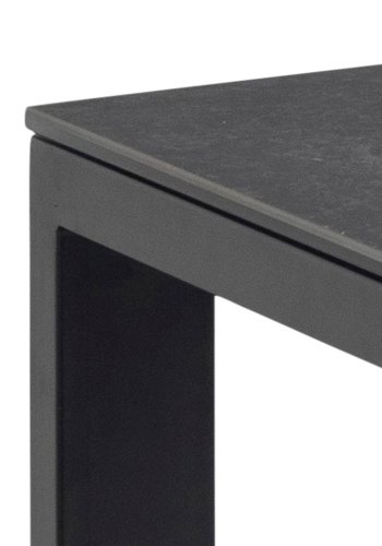 ACT NORDIC Brentford Esstisch, rechteckig – schwarze Fairbanks-Keramik und schwarzes Metall (200x90)