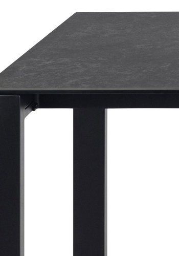 ACT NORDIC Brentford Esstisch, rechteckig – schwarze Fairbanks-Keramik und schwarzes Metall (200x90)