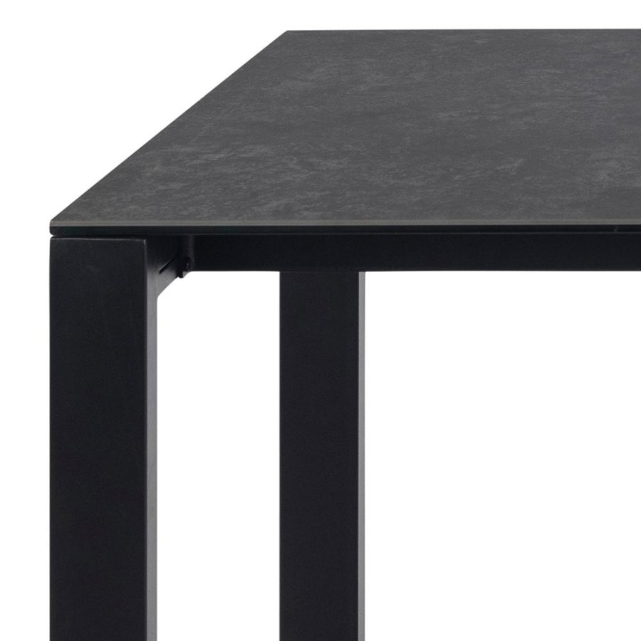 ACT NORDIC Brentford Esstisch, rechteckig – schwarze Fairbanks-Keramik und schwarzes Metall (200x90)
