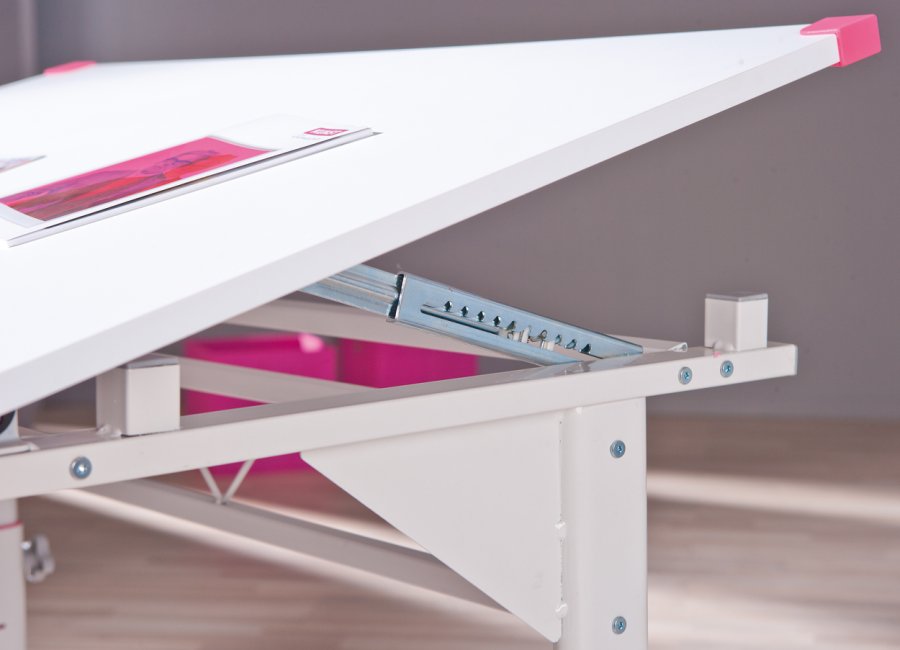 NORDIC LIVING COLLECTION Studentpult, h�ydejusterbart skrivebord med vippehylle, 2Colorido hvit/rosagr�nn