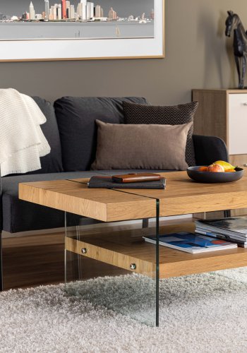 NORDIC LIVING COLLECTION Benina salongbord i vill eik-finish med sikkerhetsglass
