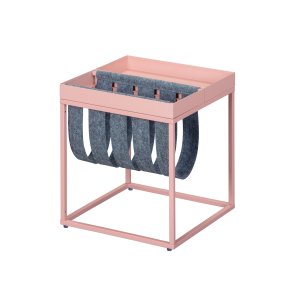 NORDIC LIVING COLLECTION Sidobord Club NY Magazine Mellow rosa/filtgr� med hylla f&ouml;r tidskrifter.
