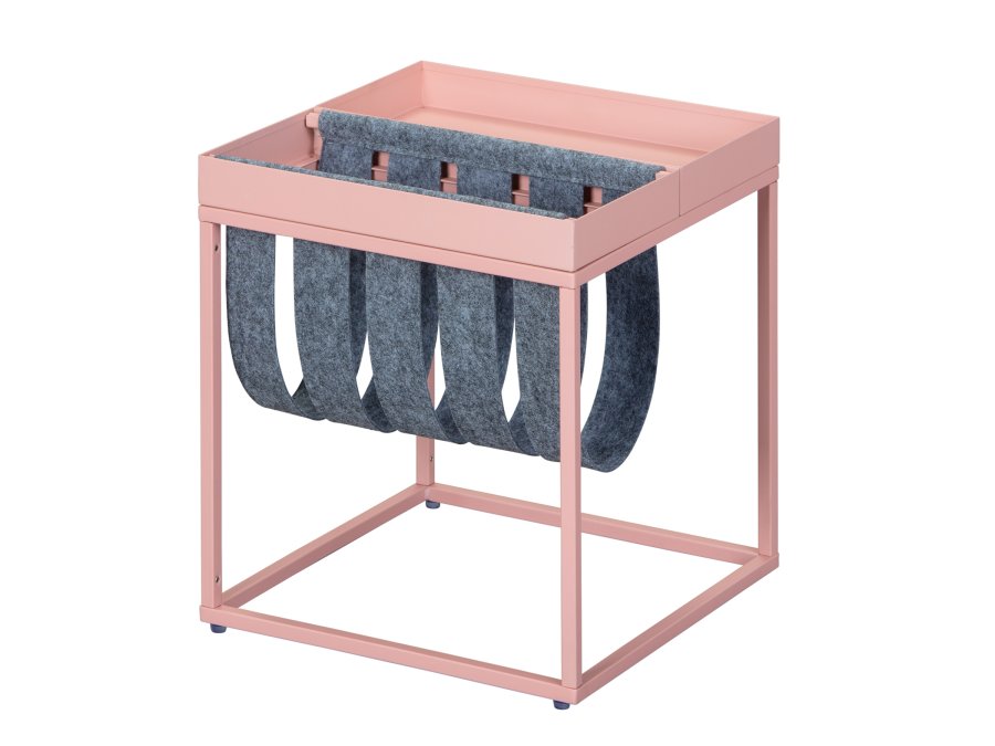 NORDIC LIVING COLLECTION Sidobord Club NY Magazine Mellow rosa/filtgr� med hylla f&ouml;r tidskrifter.