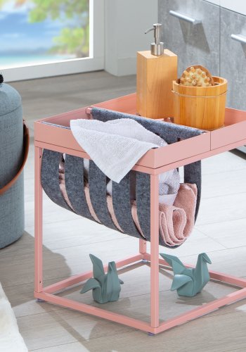 NORDIC LIVING COLLECTION Sidobord Club NY Magazine Mellow rosa/filtgr� med hylla f&ouml;r tidskrifter.