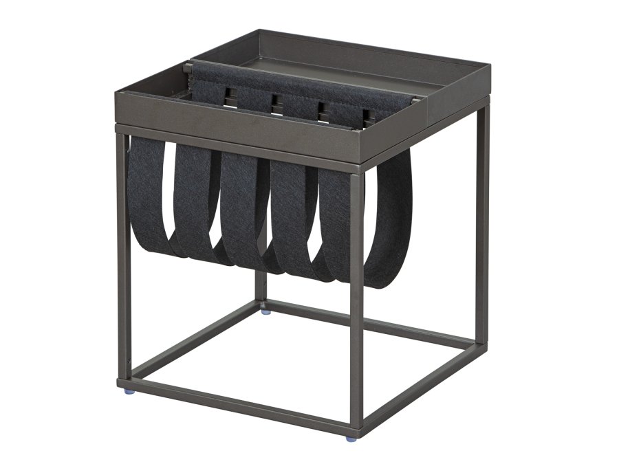 NORDIC LIVING COLLECTION Sidobord Club NY Magazine Antracit/filt med hyllplan f&ouml;r tidskrifter.