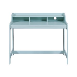 NORDIC LIVING COLLECTION Skrivbord i massivt tr� i salviagr�nt med rundade h�rn och kanter, praktiska fack och h�l f�r sladdar.