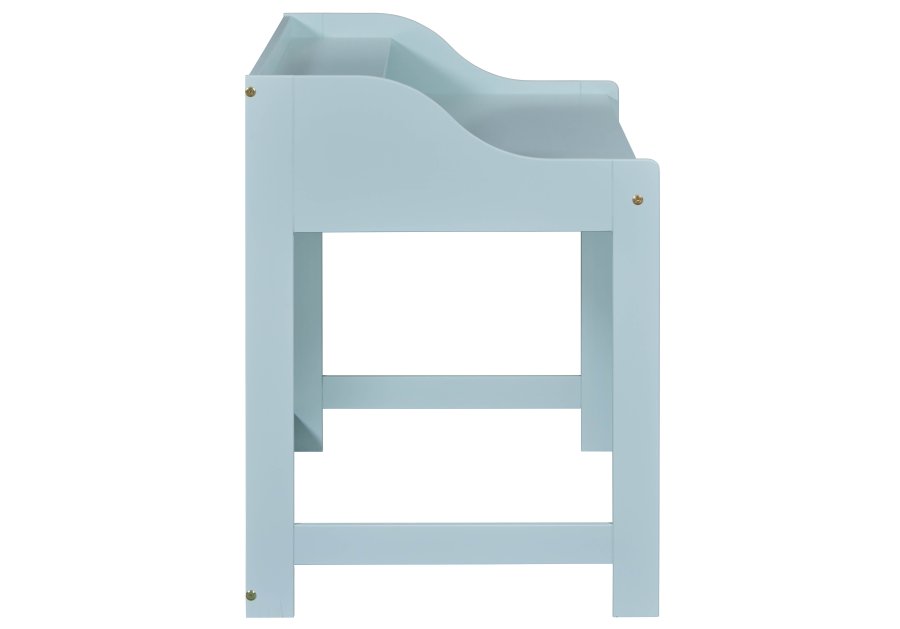 NORDIC LIVING COLLECTION Skrivbord i massivt tr� i salviagr�nt med rundade h�rn och kanter, praktiska fack och h�l f�r sladdar.