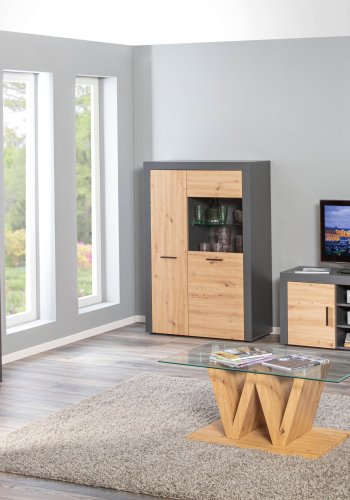 NORDIC LIVING COLLECTION CORBETO byr�, 1 d�rr, 4 l�dor, Artisan / antracit