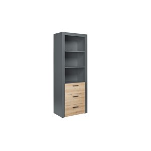 NORDIC LIVING COLLECTION Corbeto Artisan frist�ende hylla / antracit med 3 fack och 3 l�dor