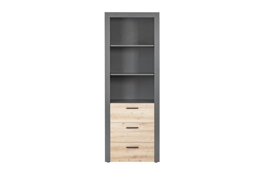 NORDIC LIVING COLLECTION Corbeto Artisan frist�ende hylla / antracit med 3 fack och 3 l�dor