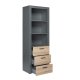 NORDIC LIVING COLLECTION Corbeto Artisan frist�ende hylla / antracit med 3 fack och 3 l�dor