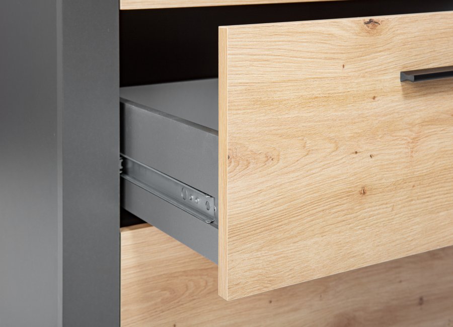 NORDIC LIVING COLLECTION Corbeto Artisan frist�ende hylla / antracit med 3 fack och 3 l�dor